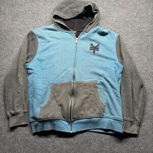 Zoo York Hoodie Mens XL Blue Sherpa Lined Fleece Full Zip Logo Sweatshirt
